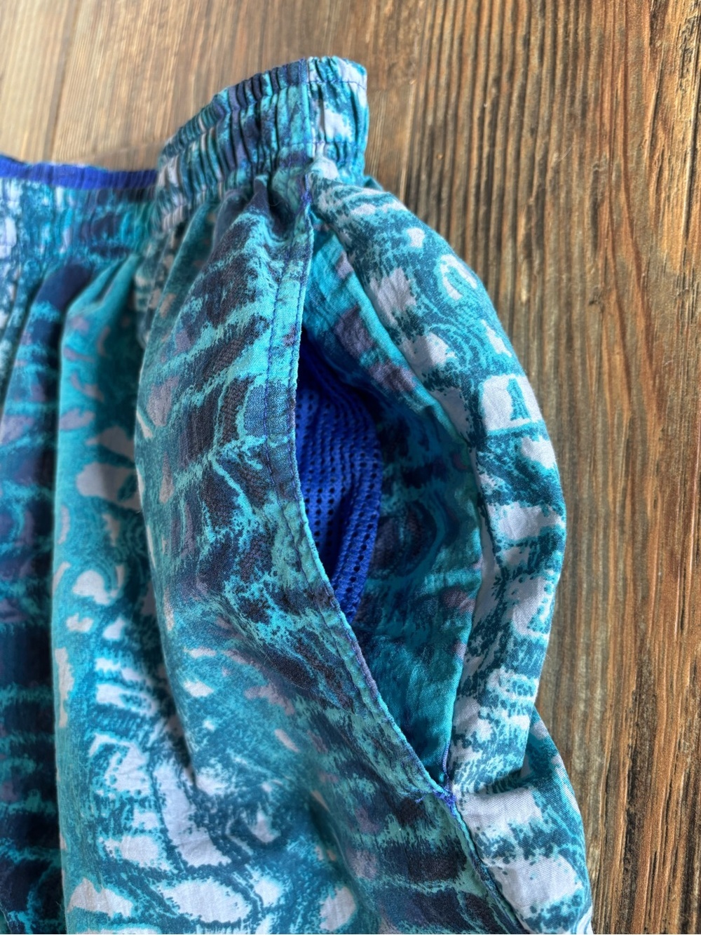 Vtg Speedo Swim Trunks Shorts Mens L Blue Psychedelic Bold Print Mesh Lined 80s - Picture 11 of 12